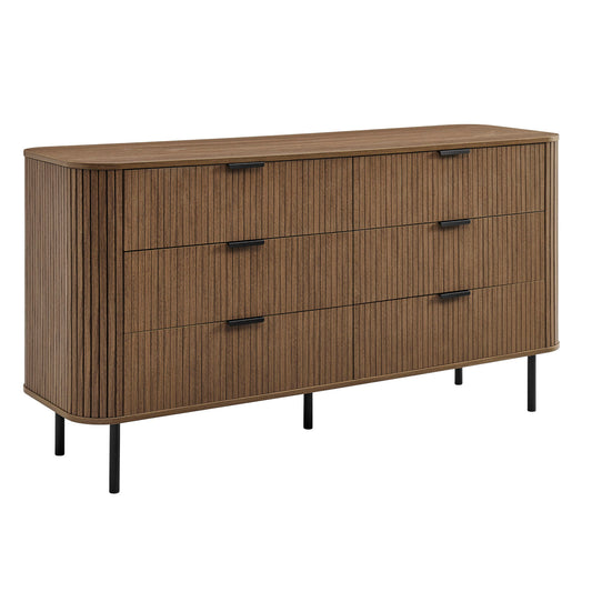 Solid Wood Chest of Drawer for Living Storage in Walnut Finish