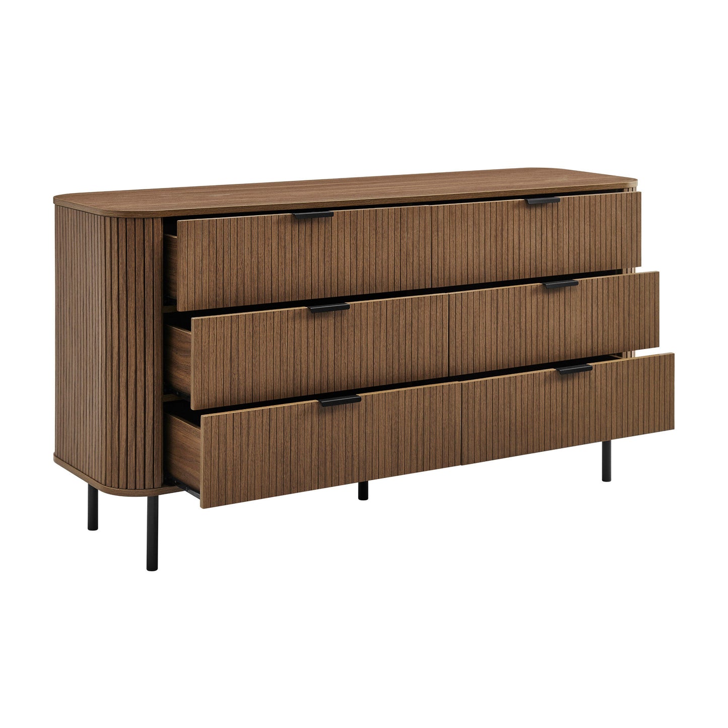 Solid Wood Chest of Drawer for Living Storage in Walnut Finish