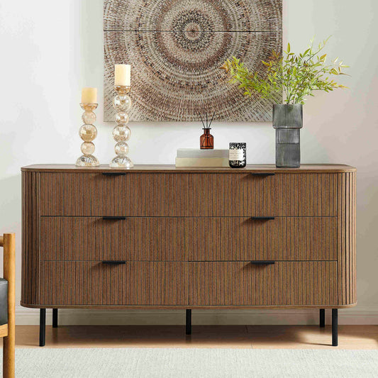 Solid Wood Chest of Drawer for Living Storage in Walnut Finish