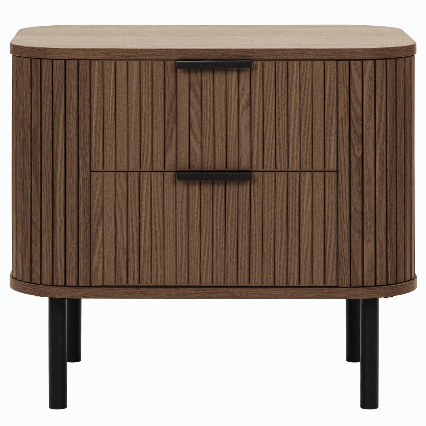 Solid Wood Bedside Table with Drawers for Bedroom in Walnut Finish