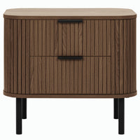 Solid Wood Bedside Table with Drawers for Bedroom in Walnut Finish