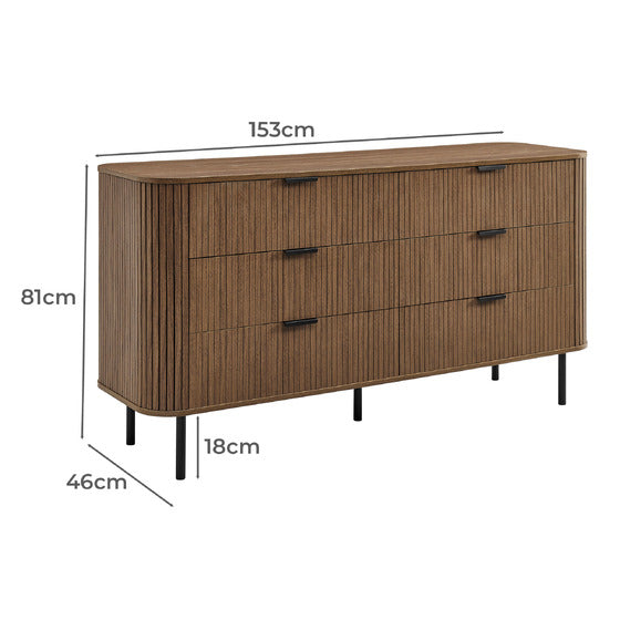 Solid Wood Chest of Drawer for Living Storage in Walnut Finish