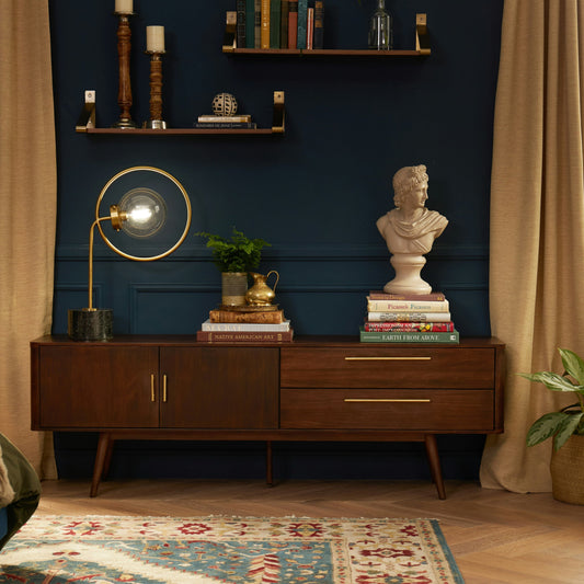 Wooden TV Unit with Drawer & Cabinet Storage for Living Room