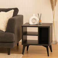 Solid Wood End Table with Open Shelving