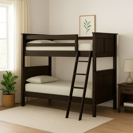 Solid Wood Bunk Bed in Espresso Finish