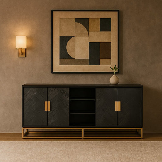 Solid Wood Sideboard Cabinet with Storage for Living Room
