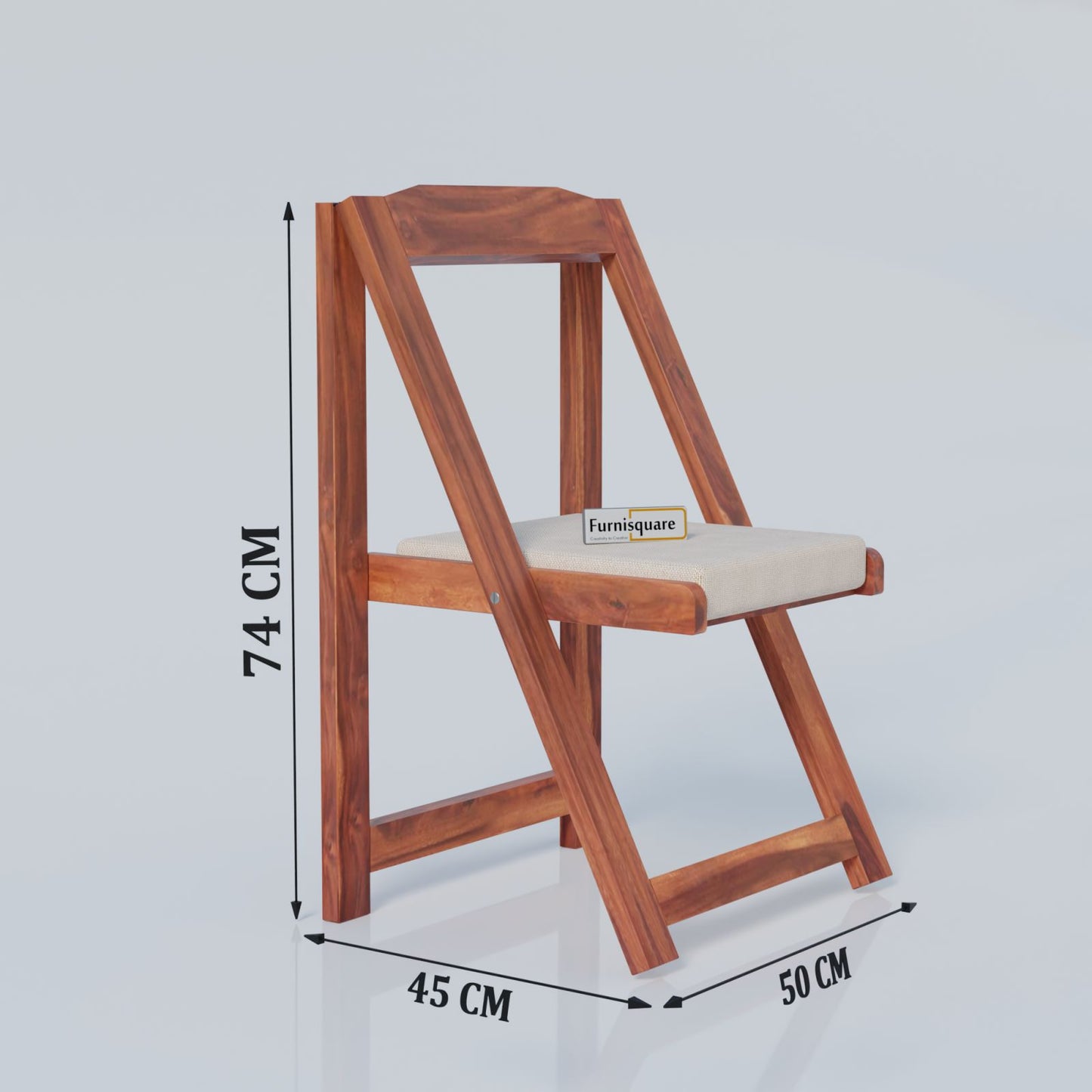 Wooden Folding Chair with Cushioned Seat for Living Room