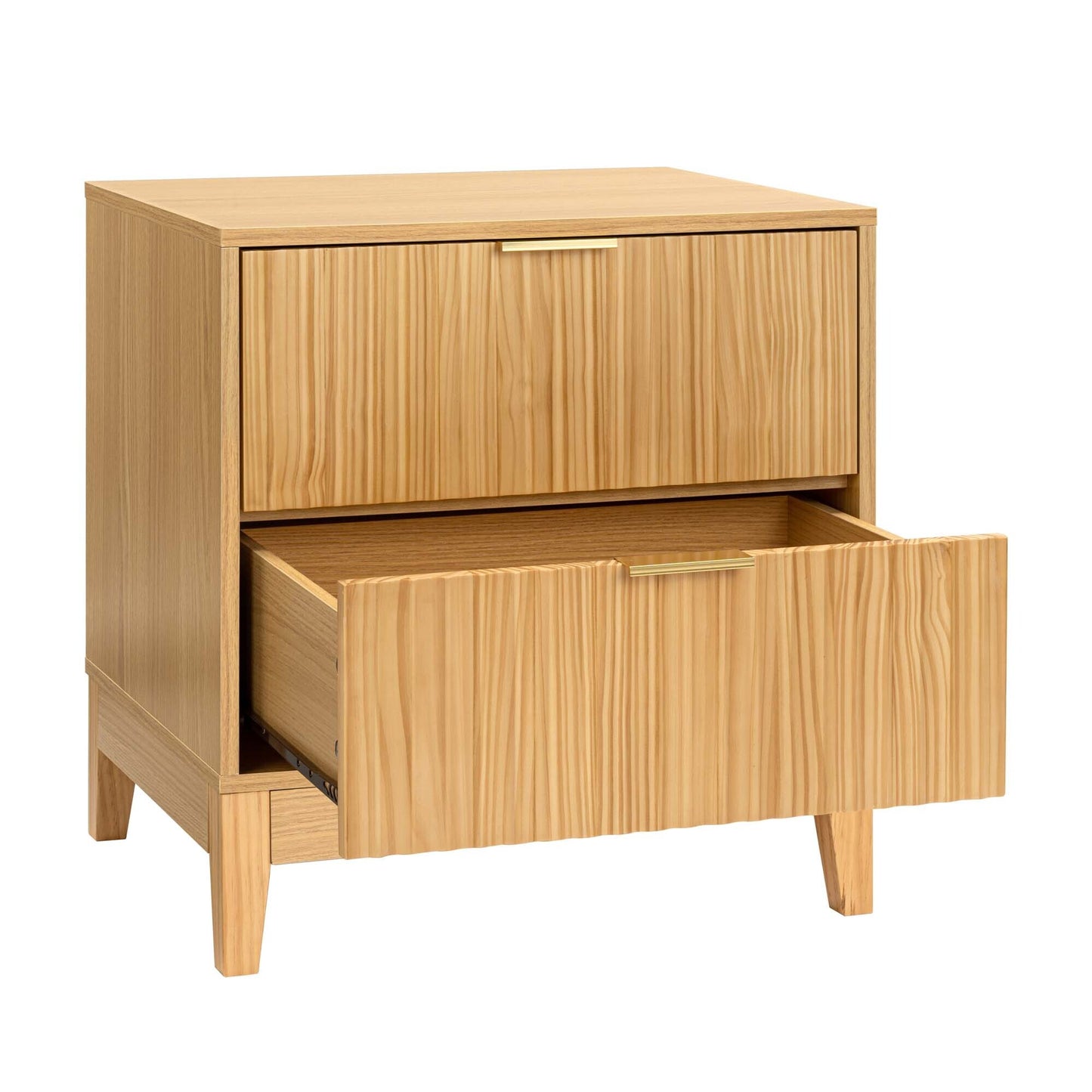 Wooden Bedside Table with Drawer in Natural Oak Finish