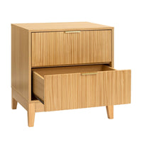 Wooden Bedside Table with Drawer in Natural Oak Finish