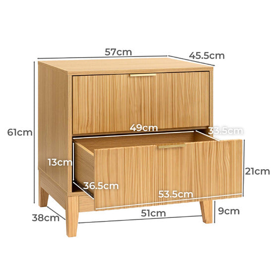 Wooden Bedside Table with Drawer in Natural Oak Finish