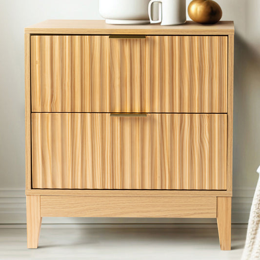 Wooden Bedside Table with Drawer in Natural Oak Finish