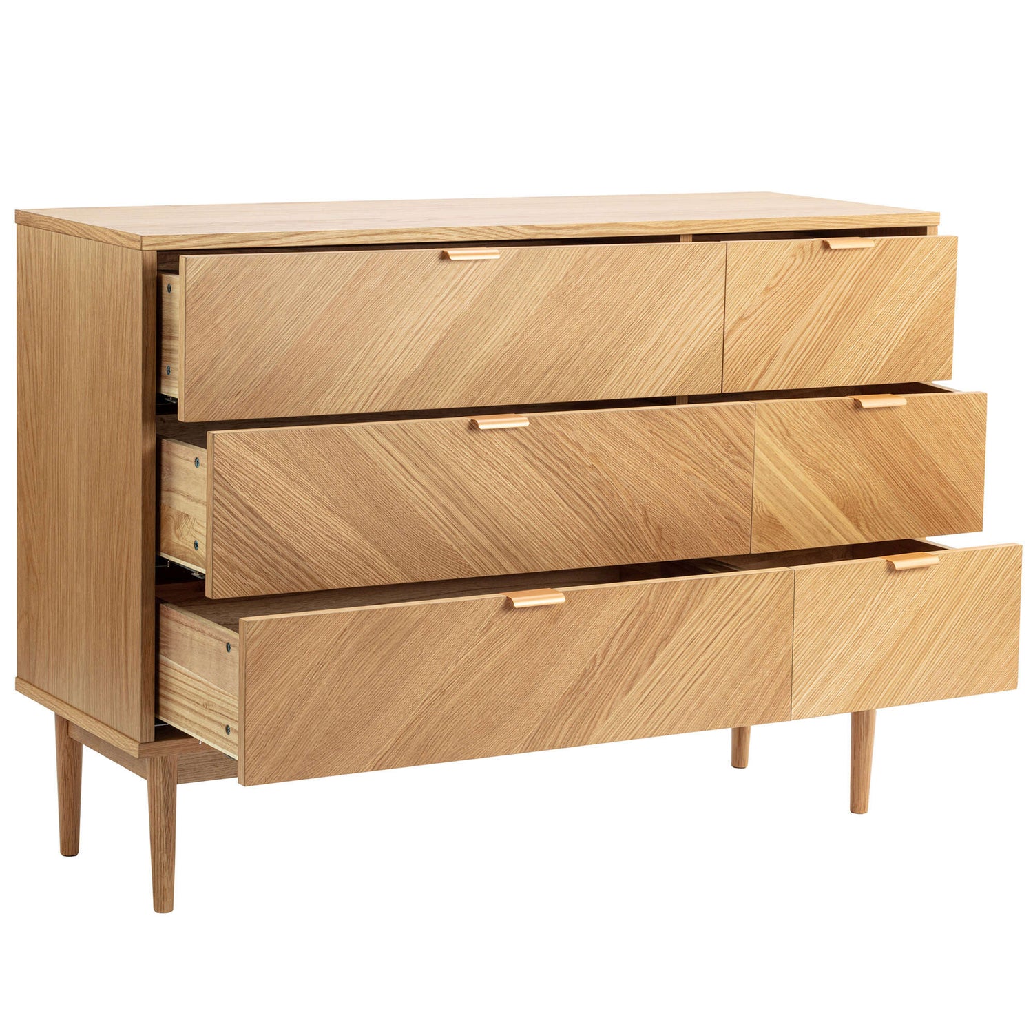 Wooden Chest of Drawer for Living Storage in Natural Finish