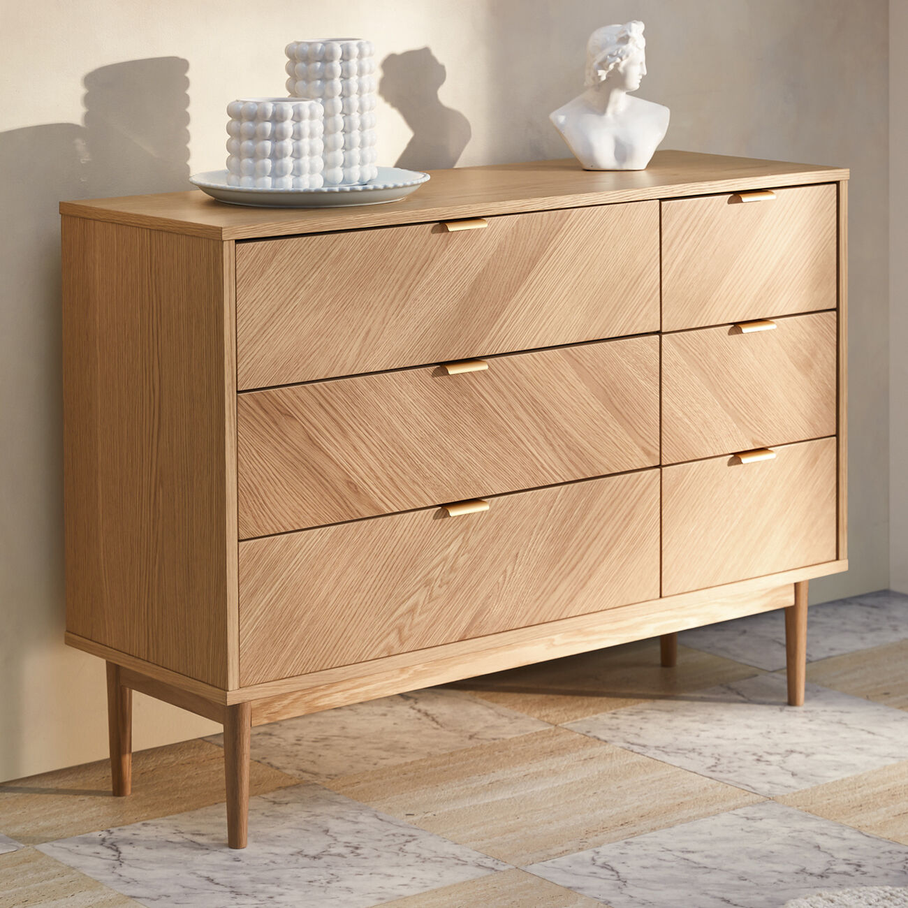 Wooden Chest of Drawer for Living Storage in Natural Finish