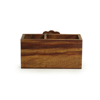 Wooden Hand Carved Cutlery & Stationery Holder