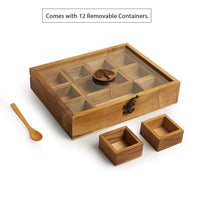 Solid Wood Spice Box with Spoon