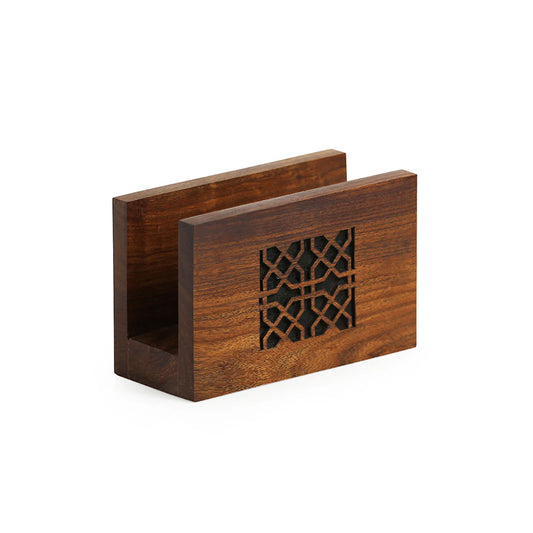 Solid Wood Hand Carved Napkin Holder
