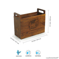 Wooden Hand Carved Magazine Stand