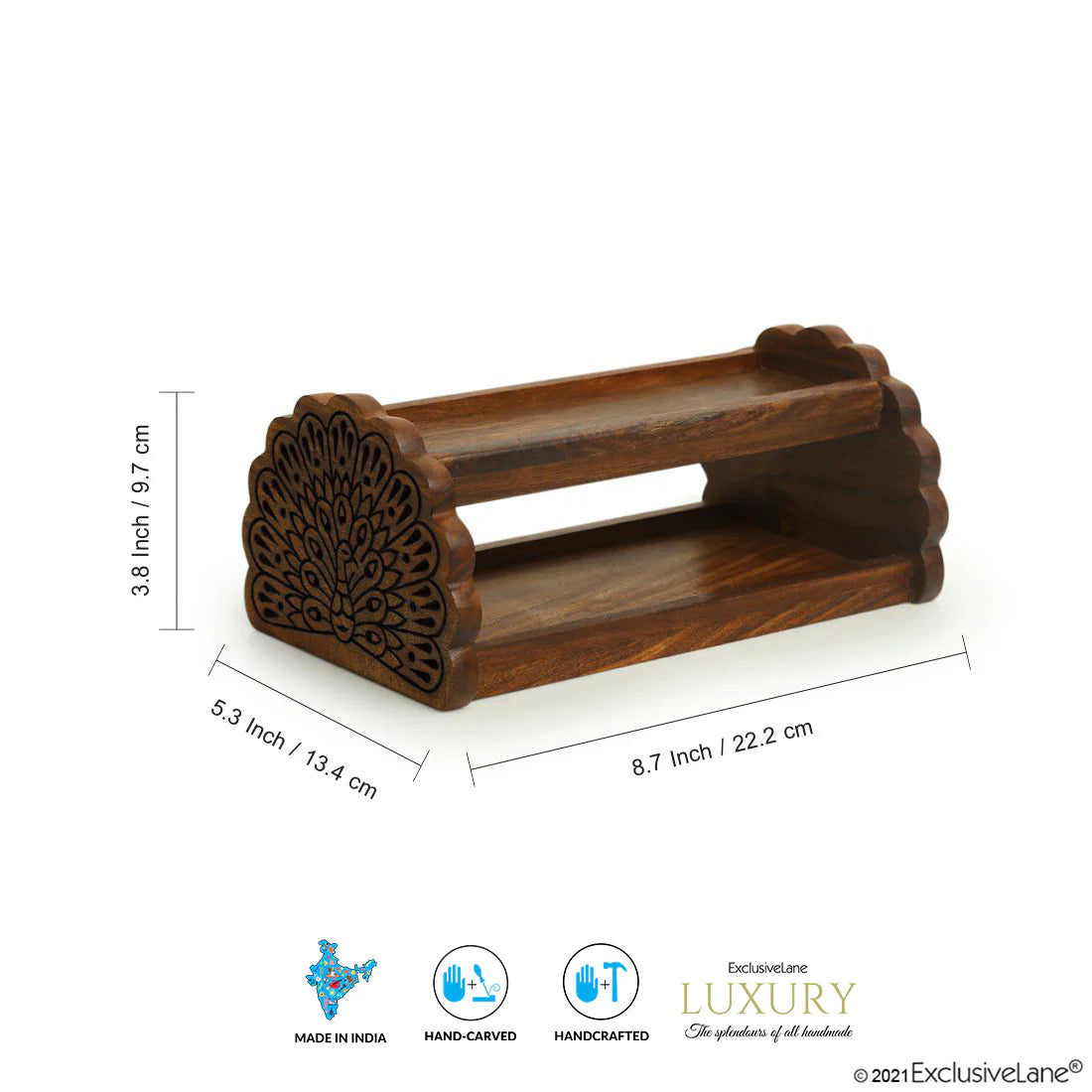 Wooden Hand Carved Table Organizer