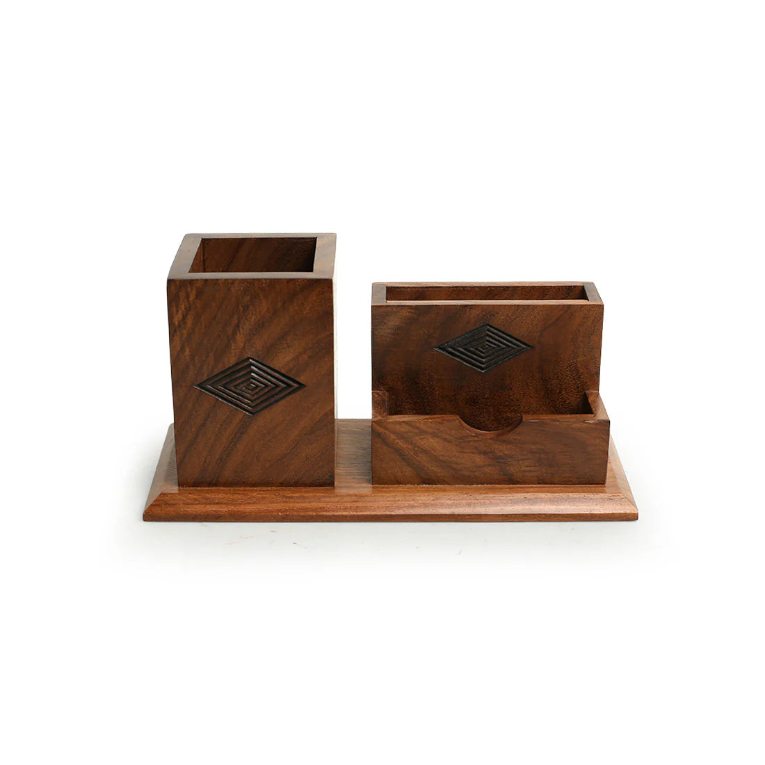 Sheesham Wood Hand-Carved Table Stationery Organizer
