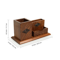 Sheesham Wood Hand-Carved Table Stationery Organizer