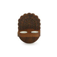 Solid Wood Hand Carved Wall Tea Light Holder