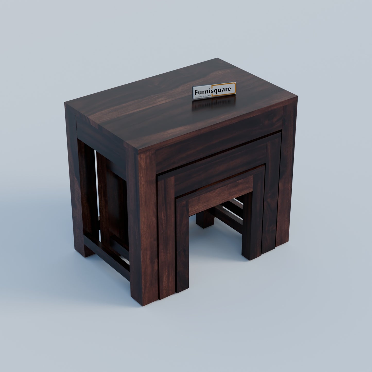 Wooden Nesting Tables Set of 3 Stools for Decor & Living Room