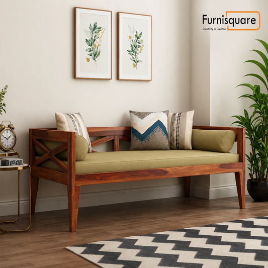 Solid Wood Divan with Mattress (Honey Finish)