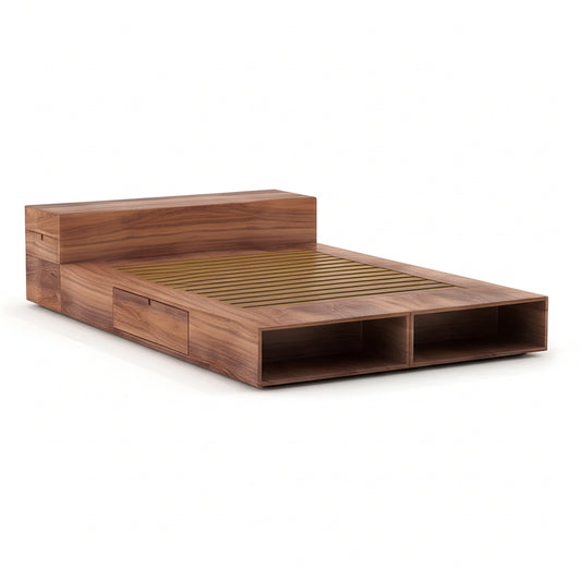 Solid Wood Queen Size Bed with Storage