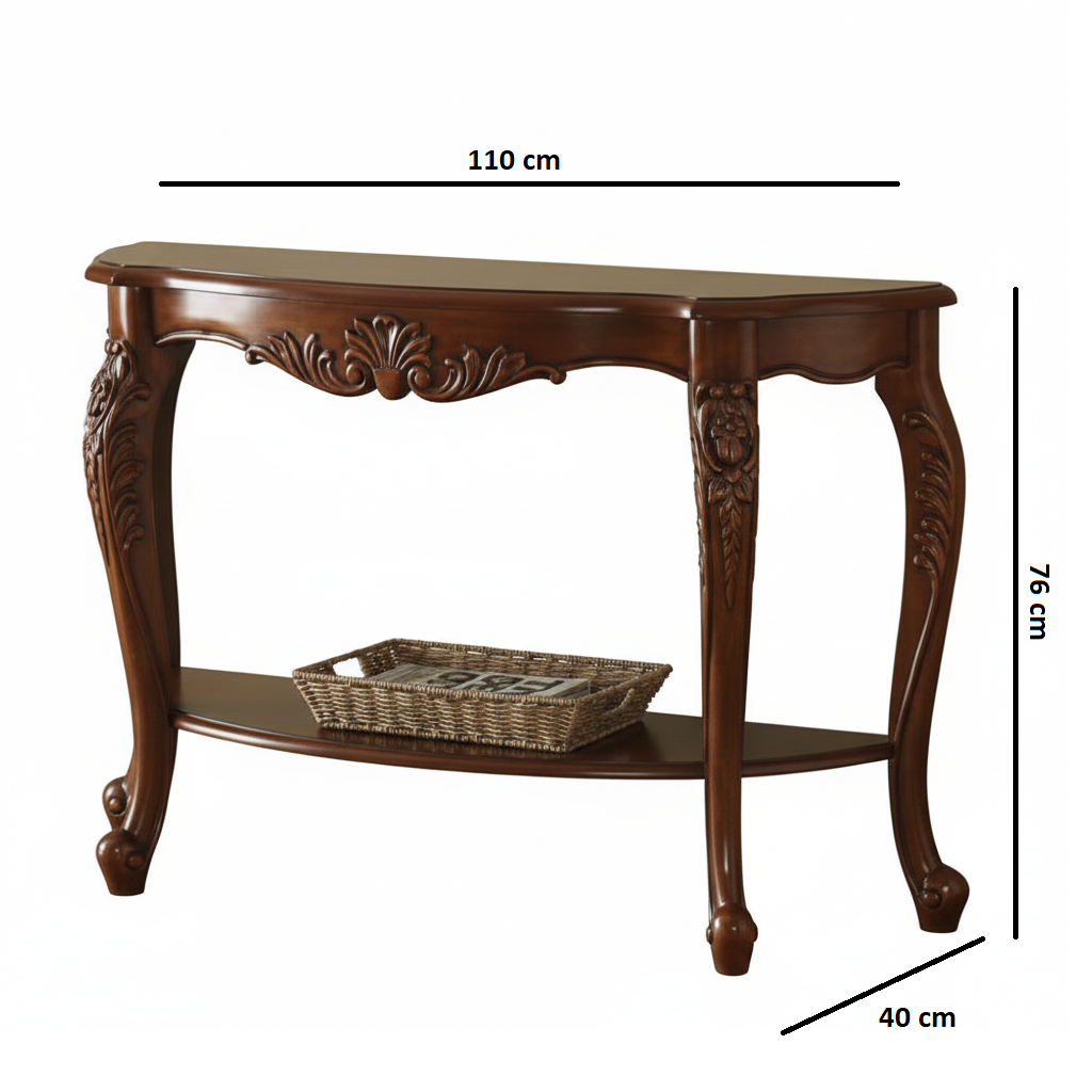 Wooden Half Round Console Table for Living Room