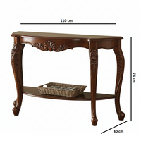 Wooden Half Round Console Table for Living Room