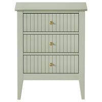 Solid Wood Bedside Table with 3 Drawers in Light Green Finish