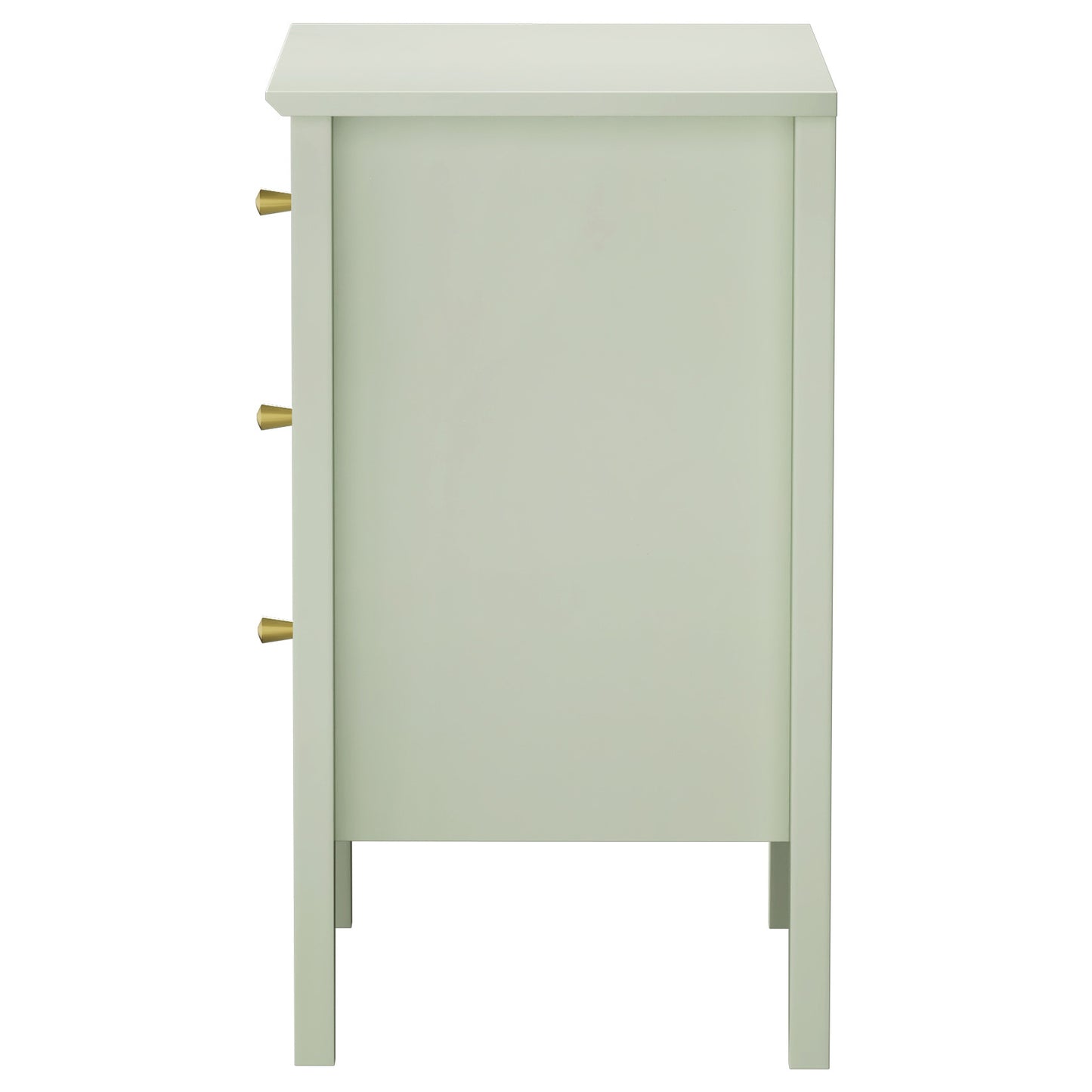 Solid Wood Bedside Table with 3 Drawers in Light Green Finish