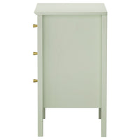 Solid Wood Bedside Table with 3 Drawers in Light Green Finish