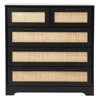 Solid Wood Chest of Drawer for Living Storage in Black Finish