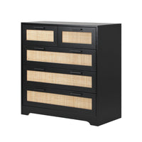 Solid Wood Chest of Drawer for Living Storage in Black Finish