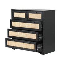 Solid Wood Chest of Drawer for Living Storage in Black Finish