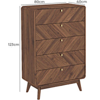 Wooden Chest of Drawer for Living Storage in Natural Finish
