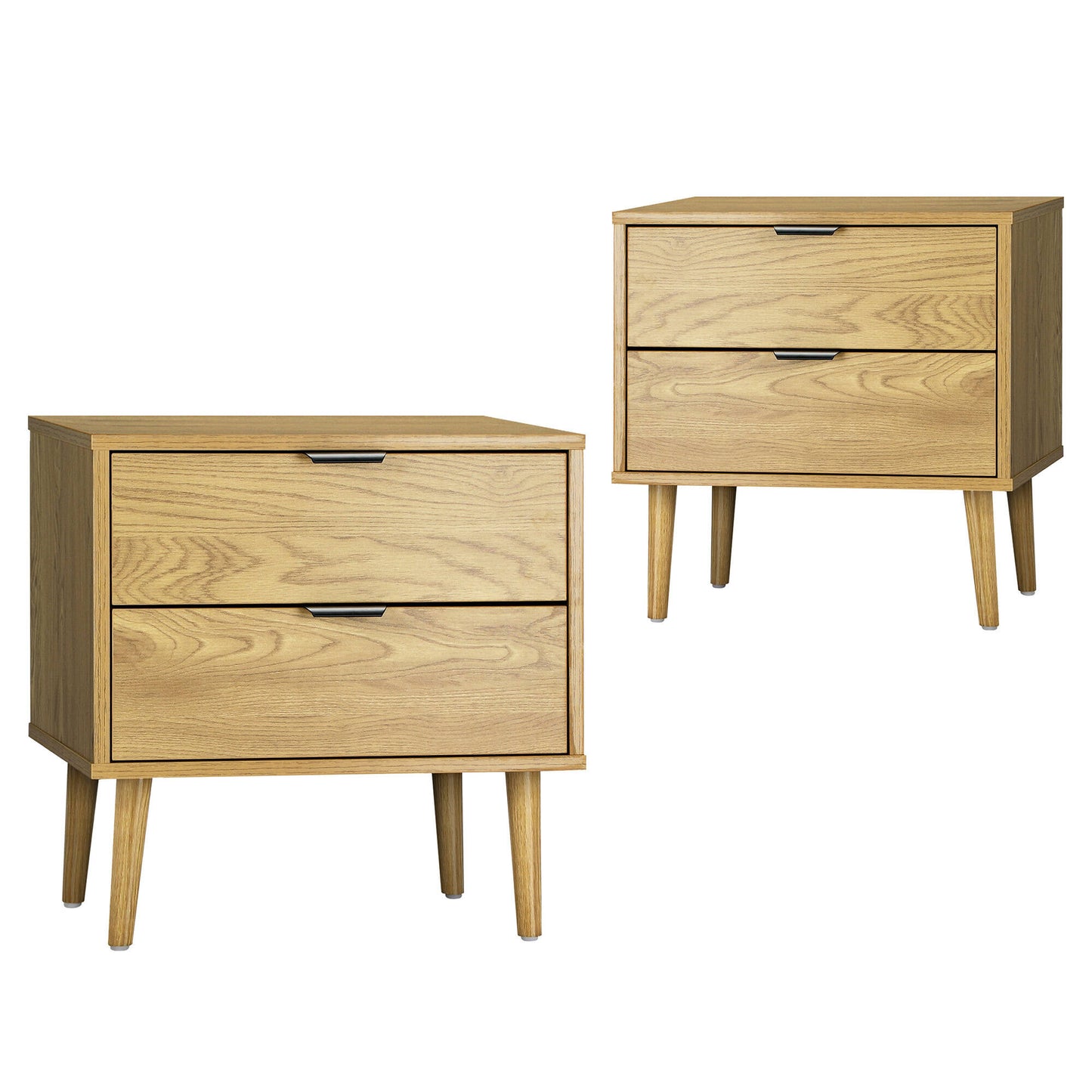 Wooden Bedside Table with Drawer in Natural Finish