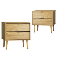 Wooden Bedside Table with Drawer in Natural Finish