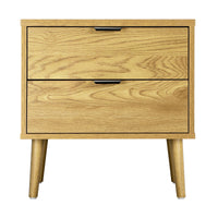 Wooden Bedside Table with Drawer in Natural Finish