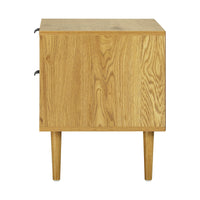 Wooden Bedside Table with Drawer in Natural Finish