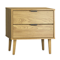 Wooden Bedside Table with Drawer in Natural Finish