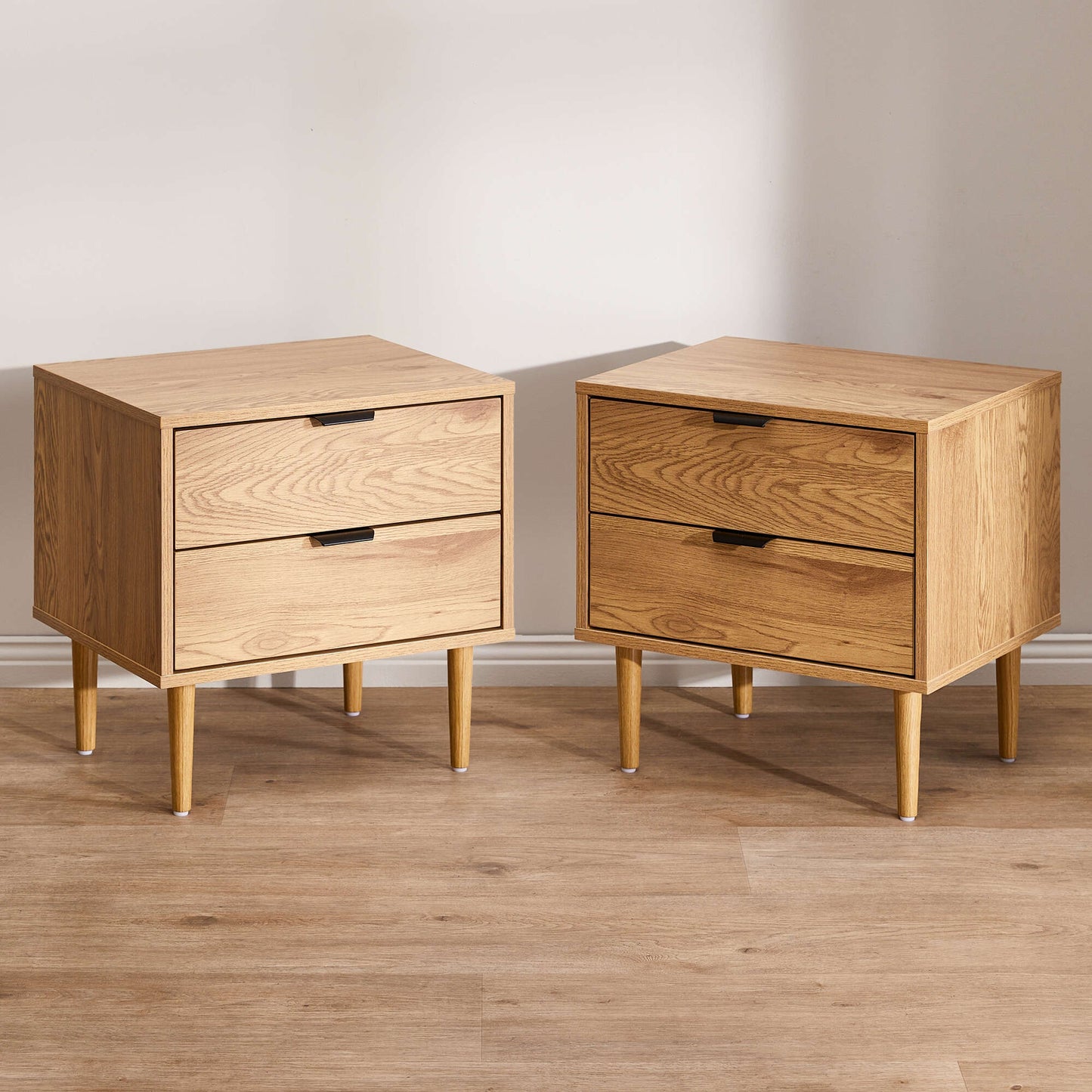 Wooden Bedside Table with Drawer in Natural Finish