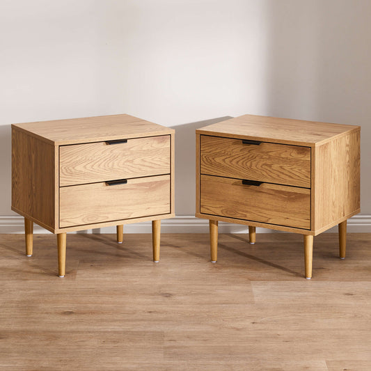 Wooden Bedside Table with Drawer in Natural Finish