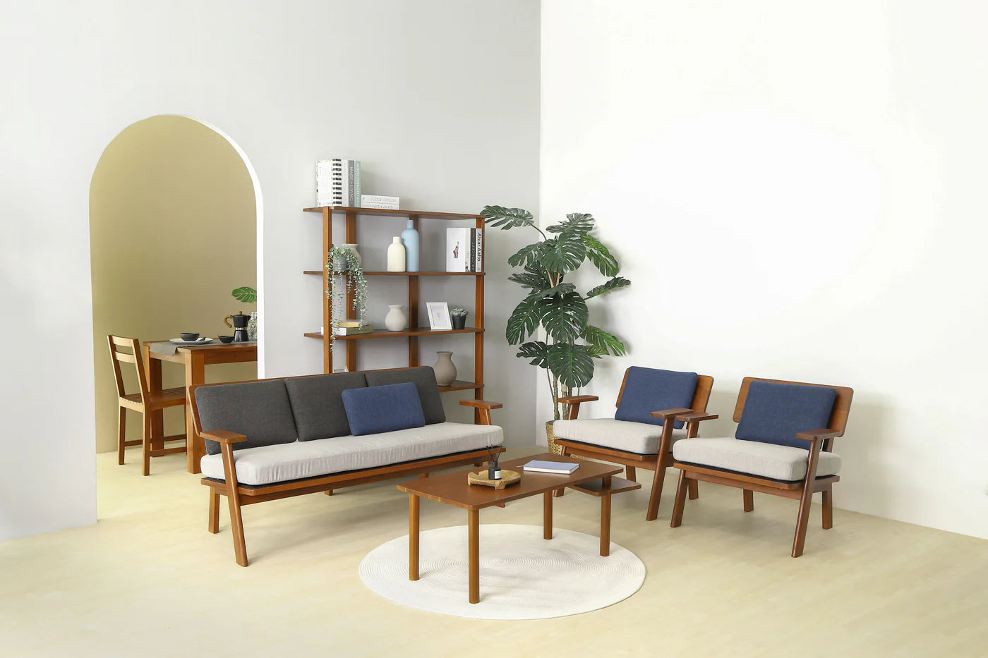 Wooden Sofa Set 5-Seater for Living Room