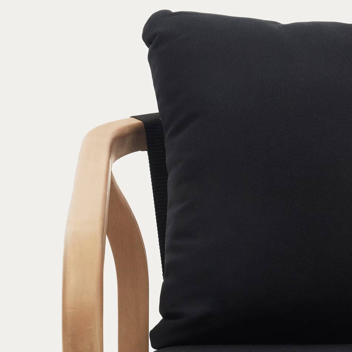 Wooden Dining Chair with Black Cushions