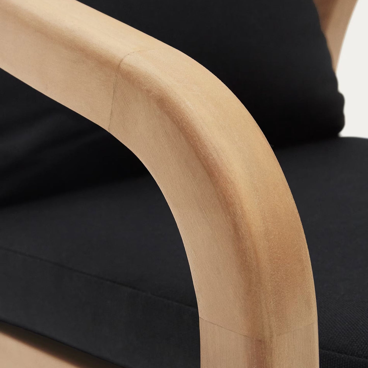 Wooden Dining Chair with Black Cushions