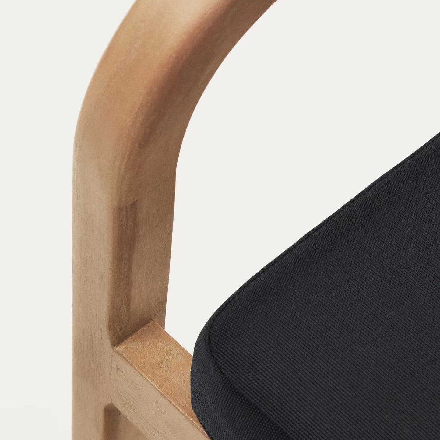 Wooden Dining Chair with Black Cushions