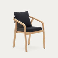 Wooden Dining Chair with Black Cushions
