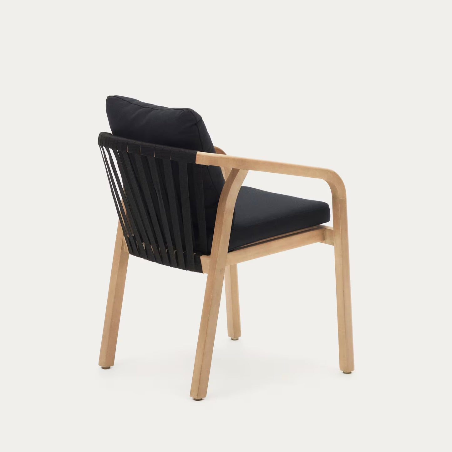 Wooden Dining Chair with Black Cushions